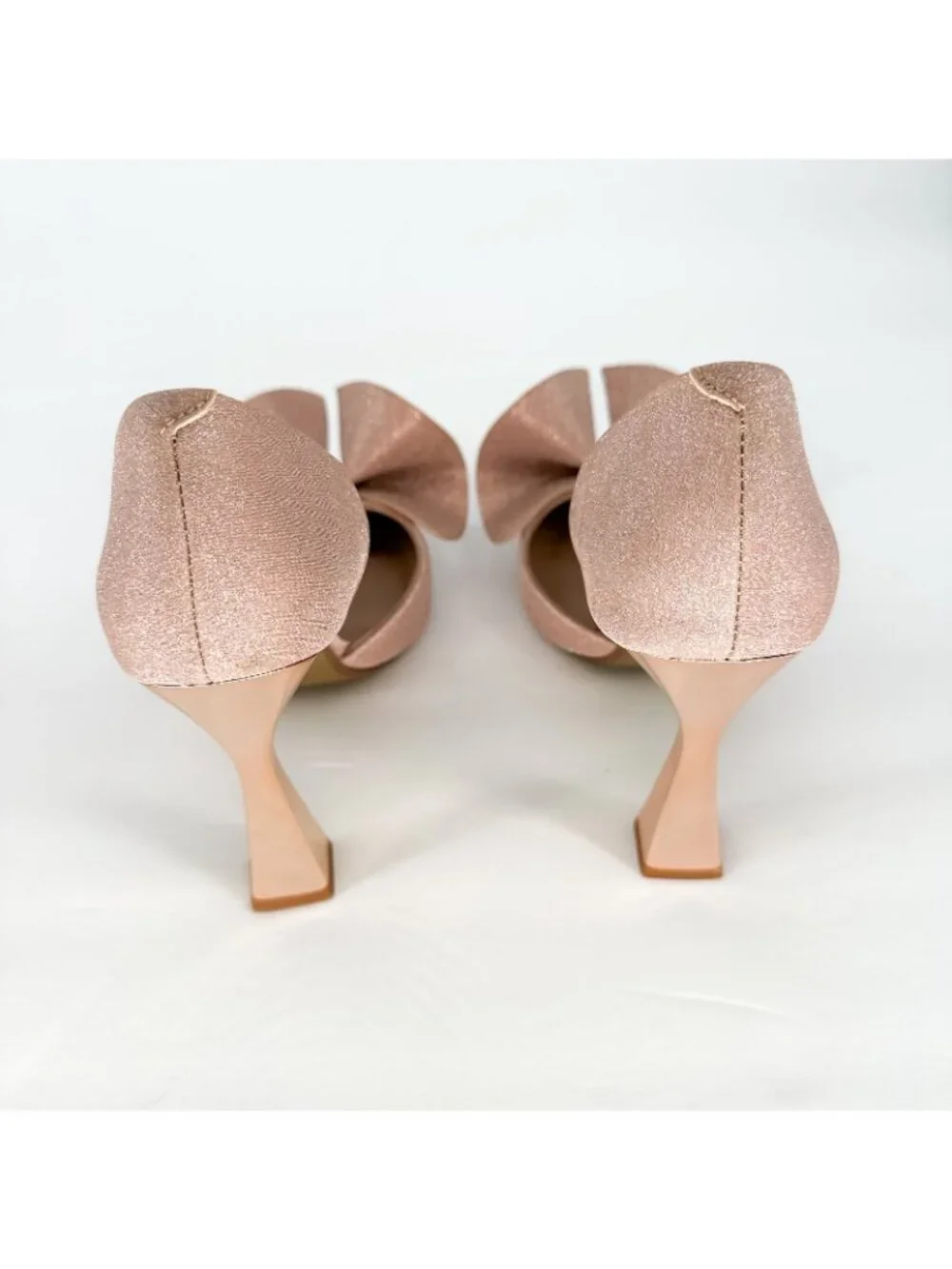 Betsey‎ Johnson Nobble Metallic Pumps Champagne Bow Heels Women’s 8.5 Stiletto - Picture 5 of 13